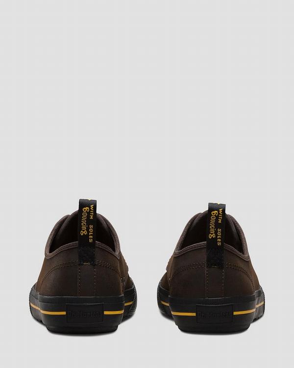 Dr Martens Pánské Tenisky Pressler Leather Tmavě Hnědé, CZ-436928